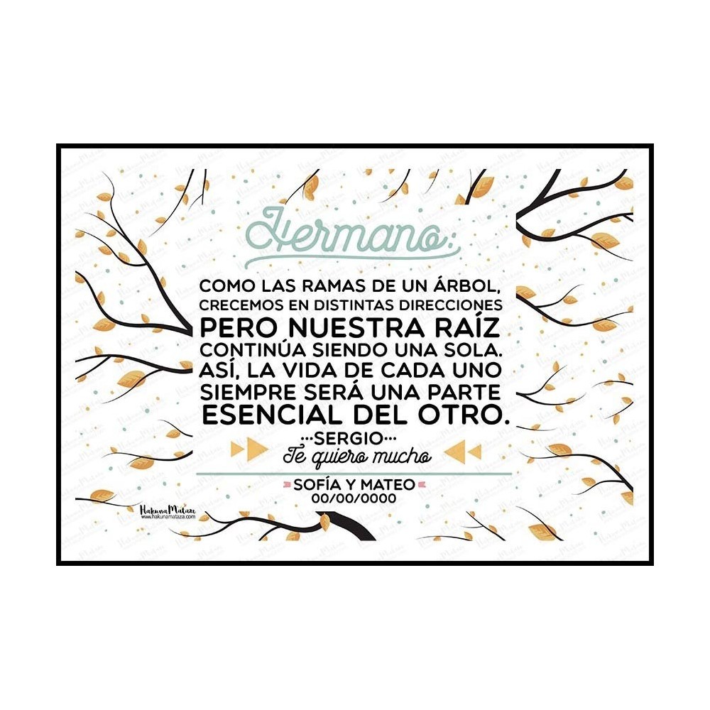 Diseño minimalista y elegante en la lámina 'Hermano: Como las ramas de un árbol