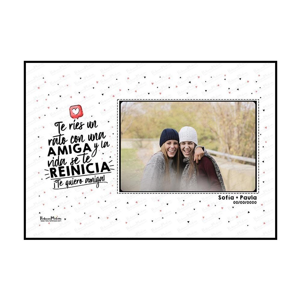 Lámina personalizada con foto - Te ríes un rato y la vida se reinicia