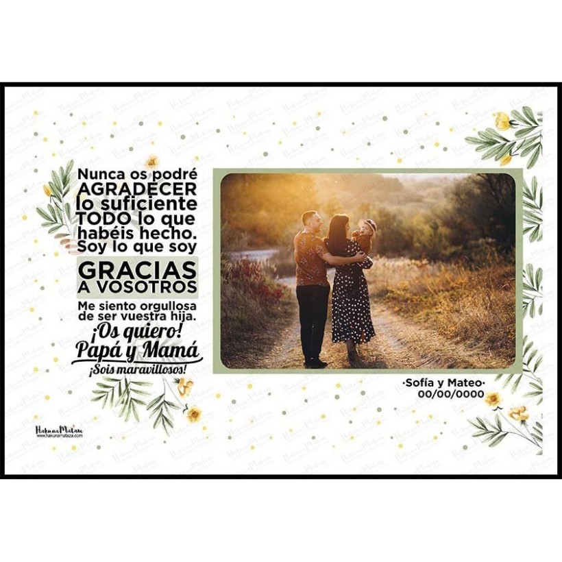 Diseño completo de lámina personalizada con foto “Gracias a vosotros”