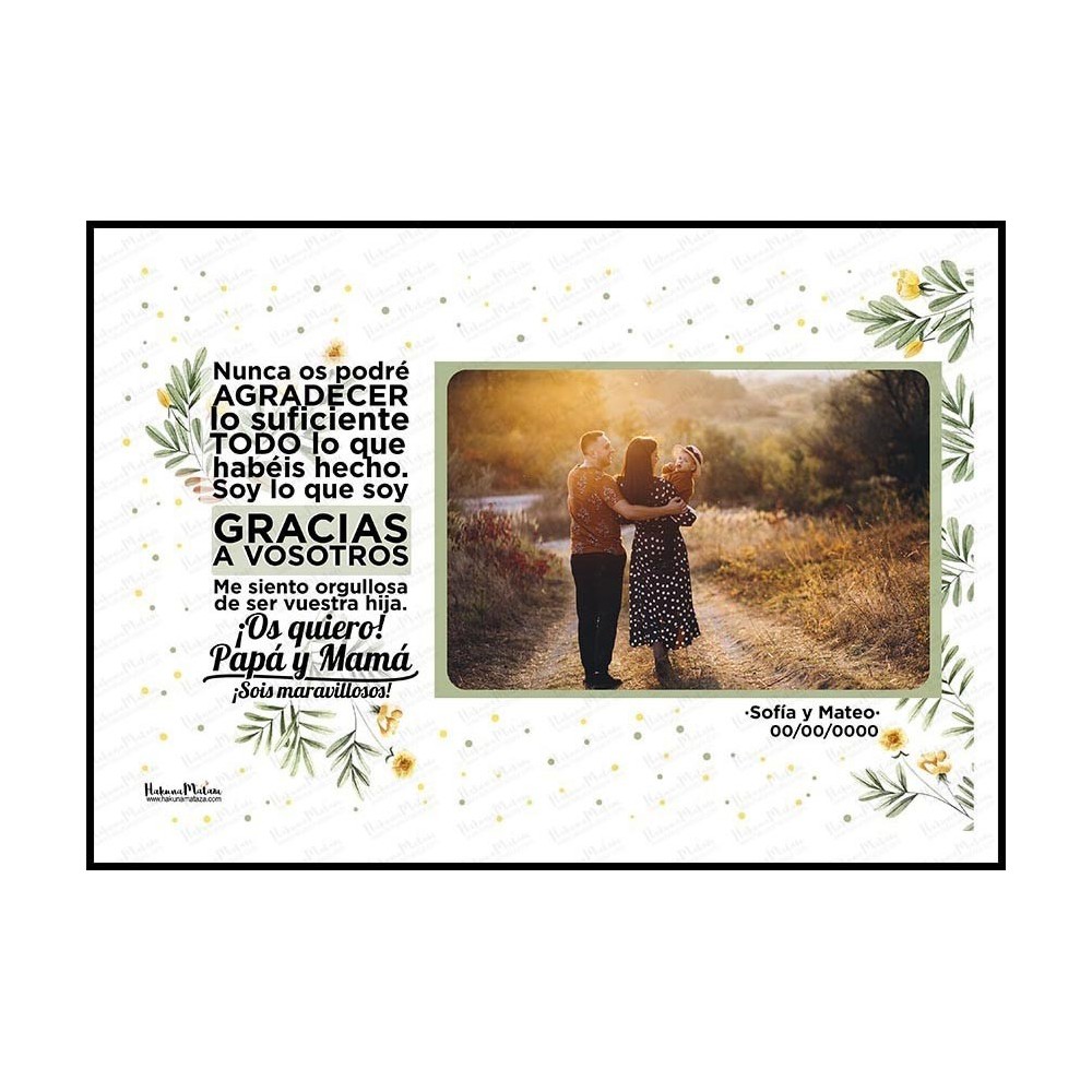 Diseño completo de lámina personalizada con foto “Gracias a vosotros”