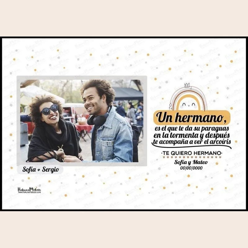 Lámina con foto - Un hermano es el que te da su paraguas · detalle