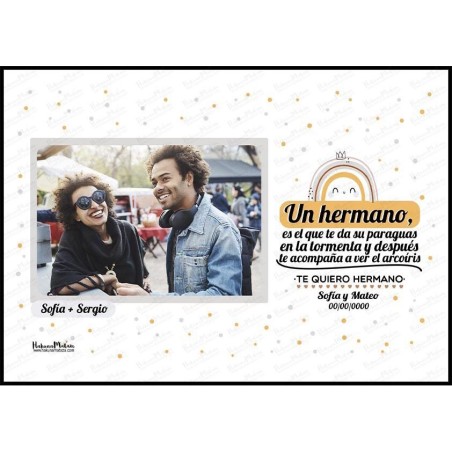 Lámina con foto - Un hermano es el que te da su paraguas