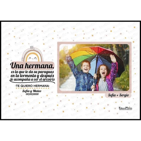 Lámina personalizada con foto - Un hermano / hermana es el que te da su paraguas Lámina personalizada con foto - Un hermano / hermana es el que te da su paraguas
