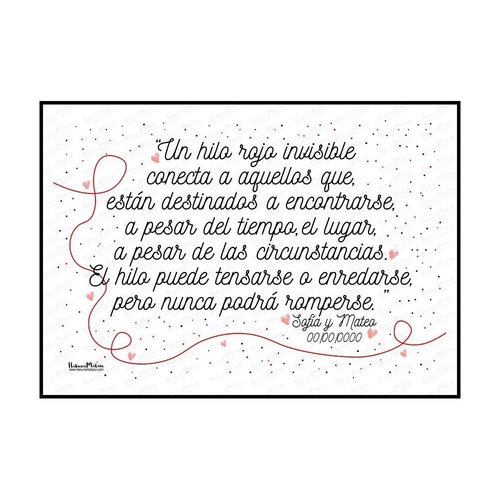 Detalle de la delicada ilustración del hilo rojo, simbolizando la conexión eterna entre las almas destinadas a encontrarse.