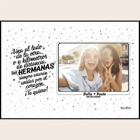Lámina personalizada con foto - Las hermanas / hermanos siempre estarán unidas · detalle