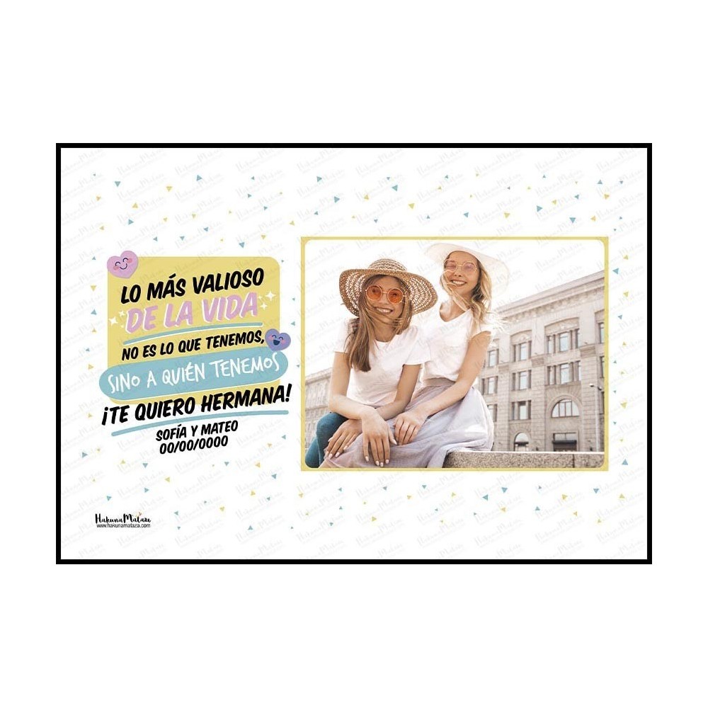 Lámina personalizada con foto - Te quiero hermana / hermano