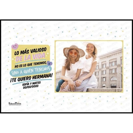Lámina personalizada con foto - Te quiero hermana / hermano