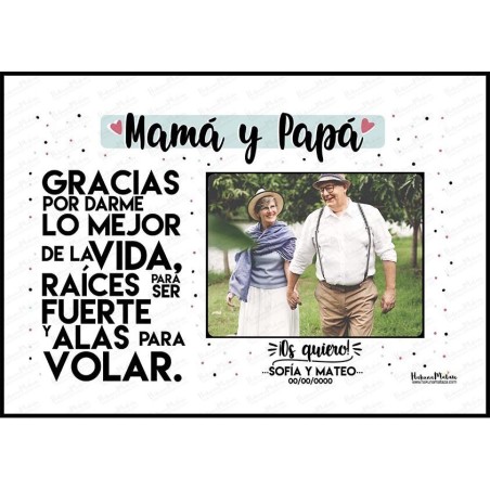 Lámina personalizada con foto - Mamá / Papá gracias por darme lo mejor