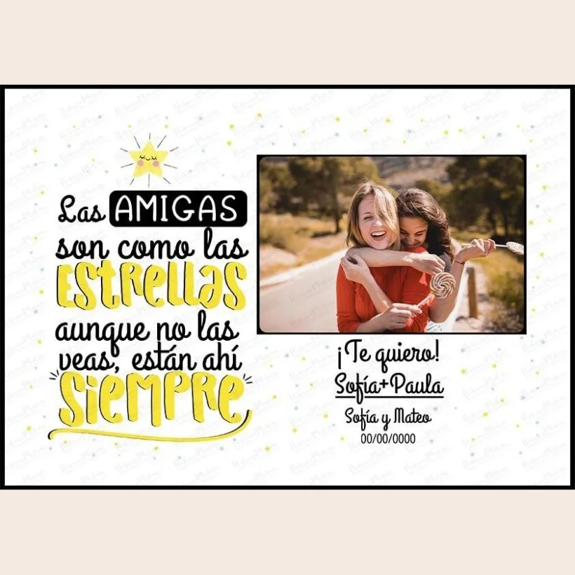 Lámina personalizada con foto - Las amigas son como las estrellas 2