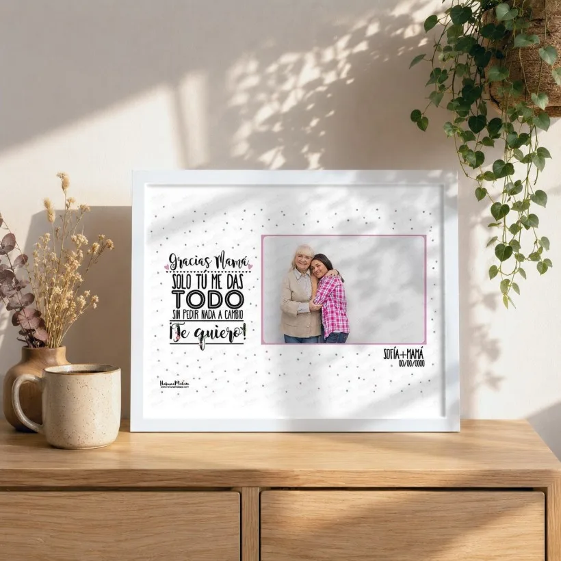 Lámina personalizada con foto - Gracias, solo tú me das todo · detalle
