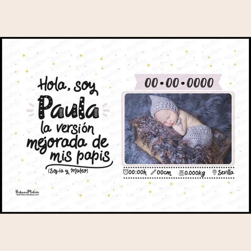 Lámina Natalicio con foto - Soy la versión mejorada rosa · detalle 2