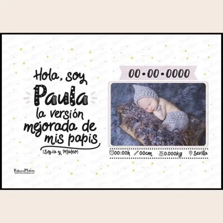 Lámina Natalicio con foto - Soy la versión mejorada rosa | Hakuna Mataza