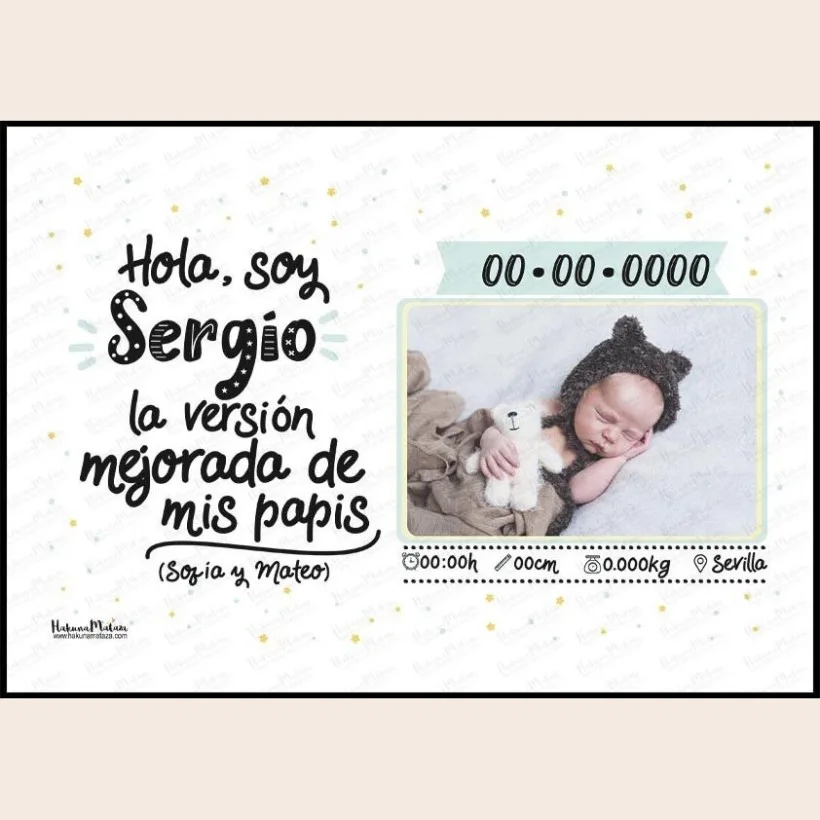 Lámina natalicio personalizada con foto - Soy la versión mejorada de mis papis · detalle 2