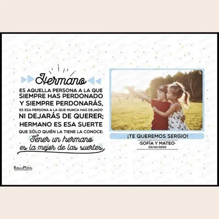 Lámina con foto - Tener un hermano es la mejor de las suertes · detalle