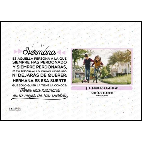 Lámina personalizada con foto - Tenerte es la mejor de las suertes
