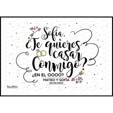 Lámina personalizada ¿Te quieres casar conmigo? con nombres y fecha