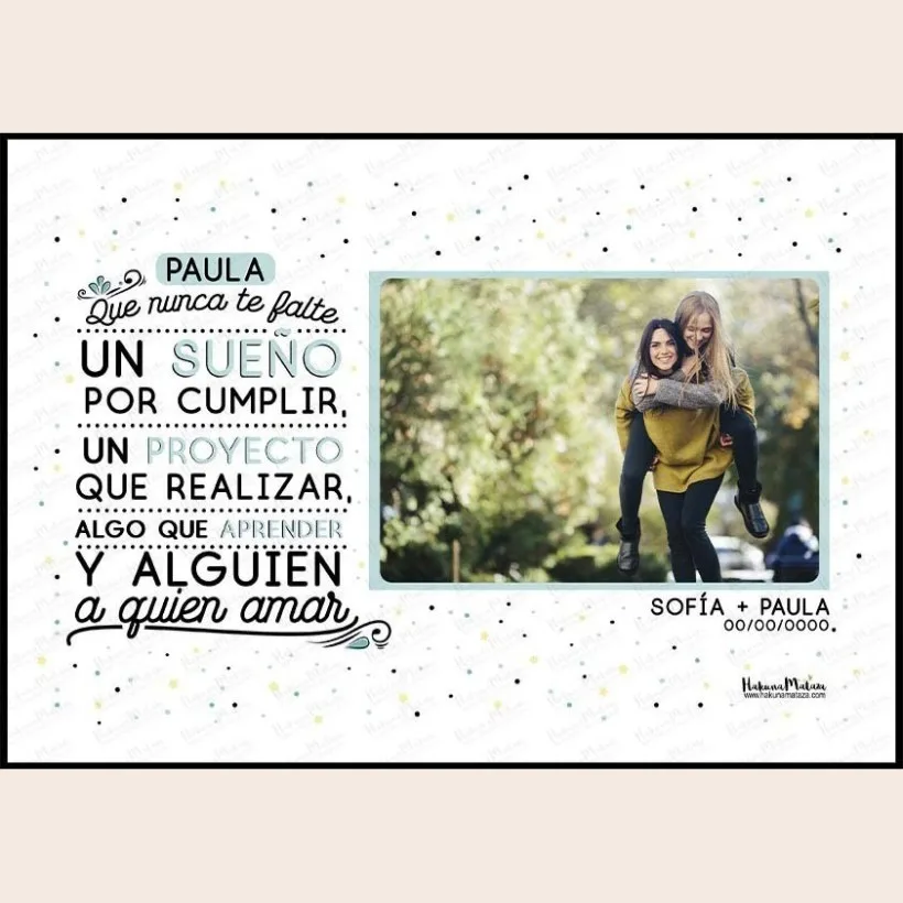 Lámina personalizada con foto - Que nunca te falte 2
