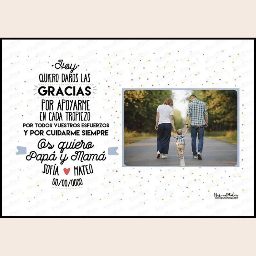 Lámina con foto - Os quiero Papá y Mamá | Hakuna Mataza 2