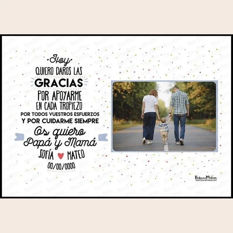 Lámina con foto - Os quiero Papá y Mamá · detalle
