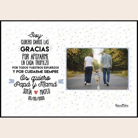 Lámina con foto - Os quiero Papá y Mamá · detalle