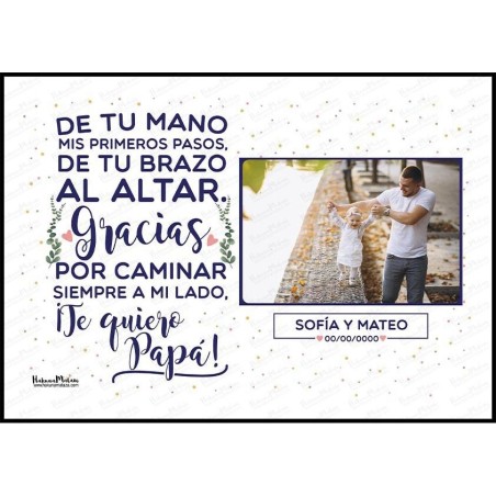 Lámina personalizada con foto para boda “De tu brazo al altar” con nombres y fecha