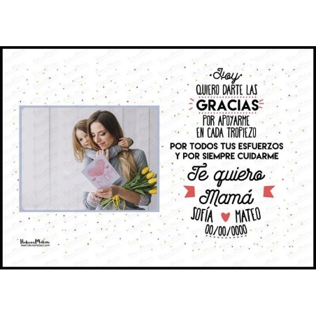Lámina personalizada con foto "Te quiero mamá".