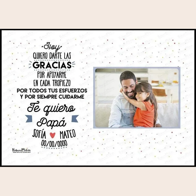 Lámina personalizada con foto - Te quiero papá · detalle