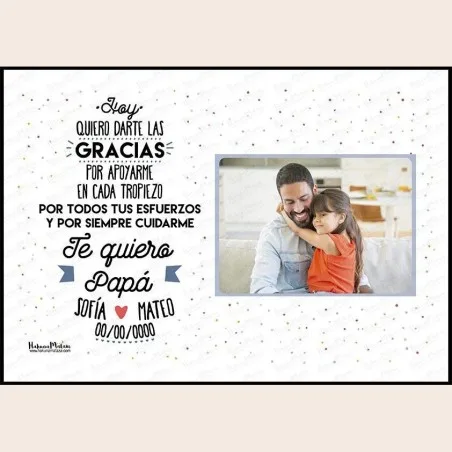 Lámina personalizada con foto - Te quiero papá · detalle