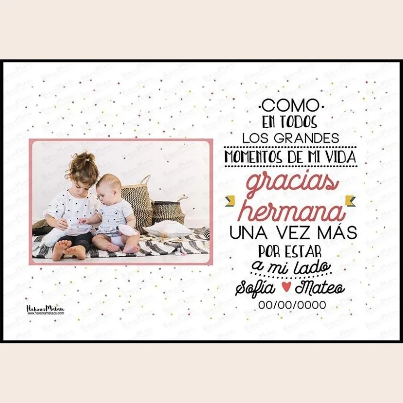 Lámina con foto - Gracias hermana | Hakuna Mataza 2