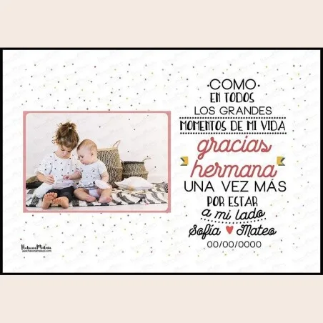 Lámina con foto - Gracias hermana · detalle