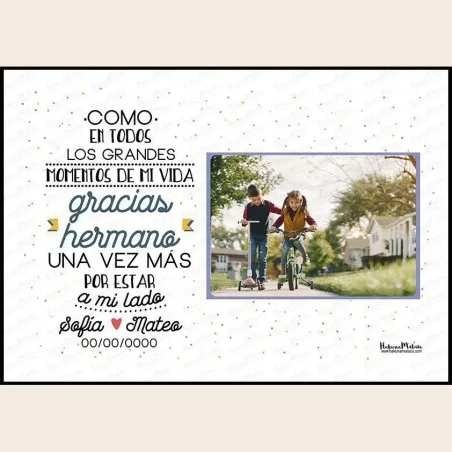 Lámina personalizada con foto - Gracias hermano · detalle