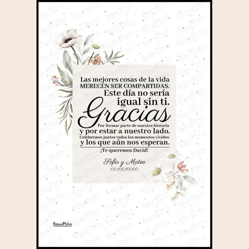 Lámina personalizada - Gracias por formar parte de nuestra historia | Hakuna Mataza 2