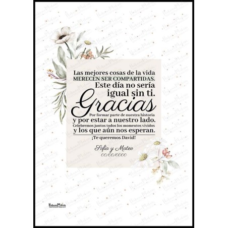 Diseño completo de la lámina de agradecimiento personalizada