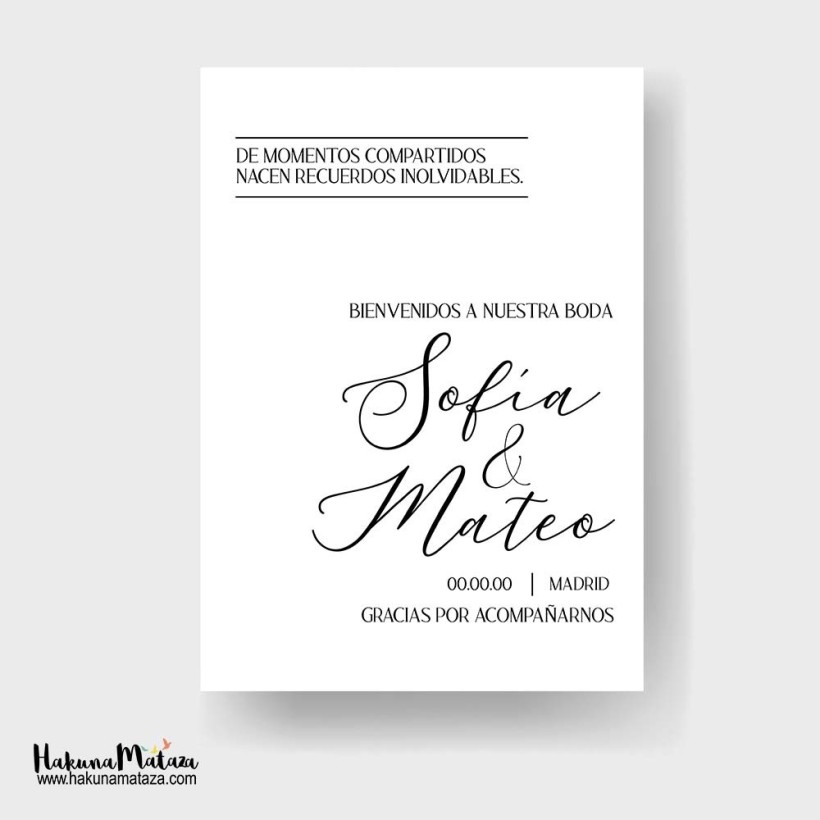 Cartel de bienvenida para boda - Minimalista