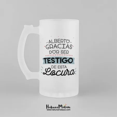 Jarra de cristal personalizada - Testigo de esta locura | Hakuna Mataza