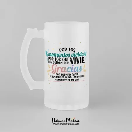 Jarra de cristal personalizada - Por los momentos vividos | Hakuna Mataza