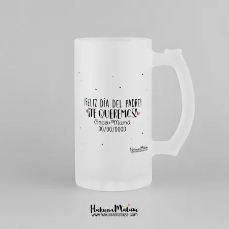 Jarra de cristal personalizada - Papá / Mamá perruno · detalle