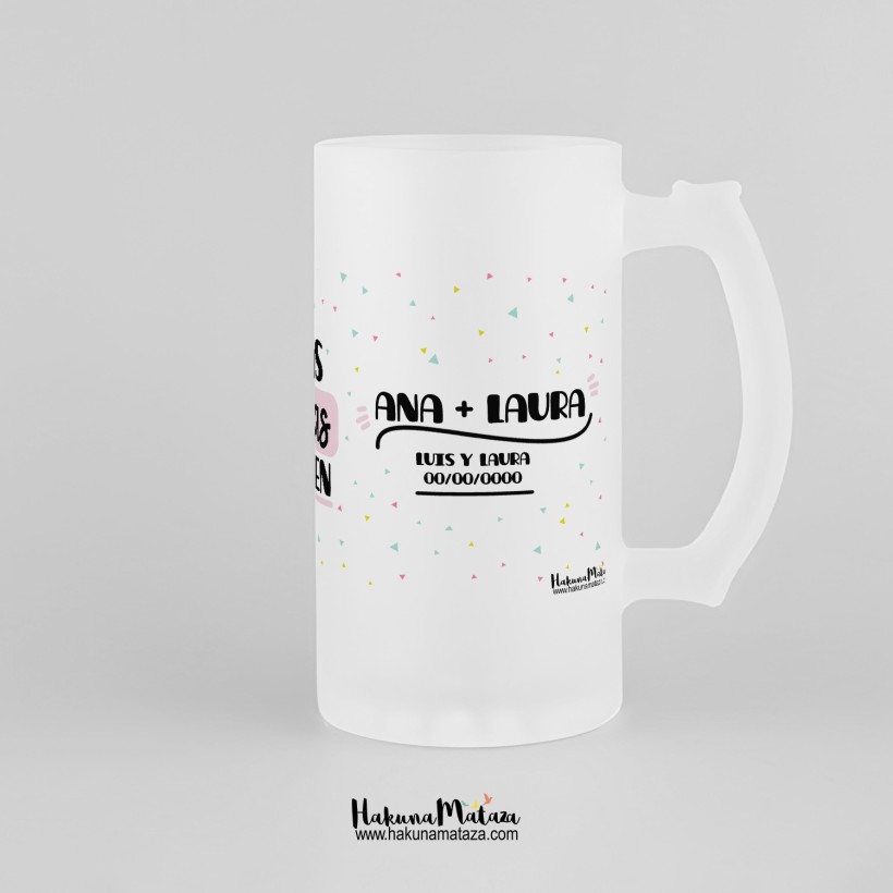 Jarra de cristal personalizada - Las amigas son hermanas Jarra de cristal personalizada - Las amigas son hermanas