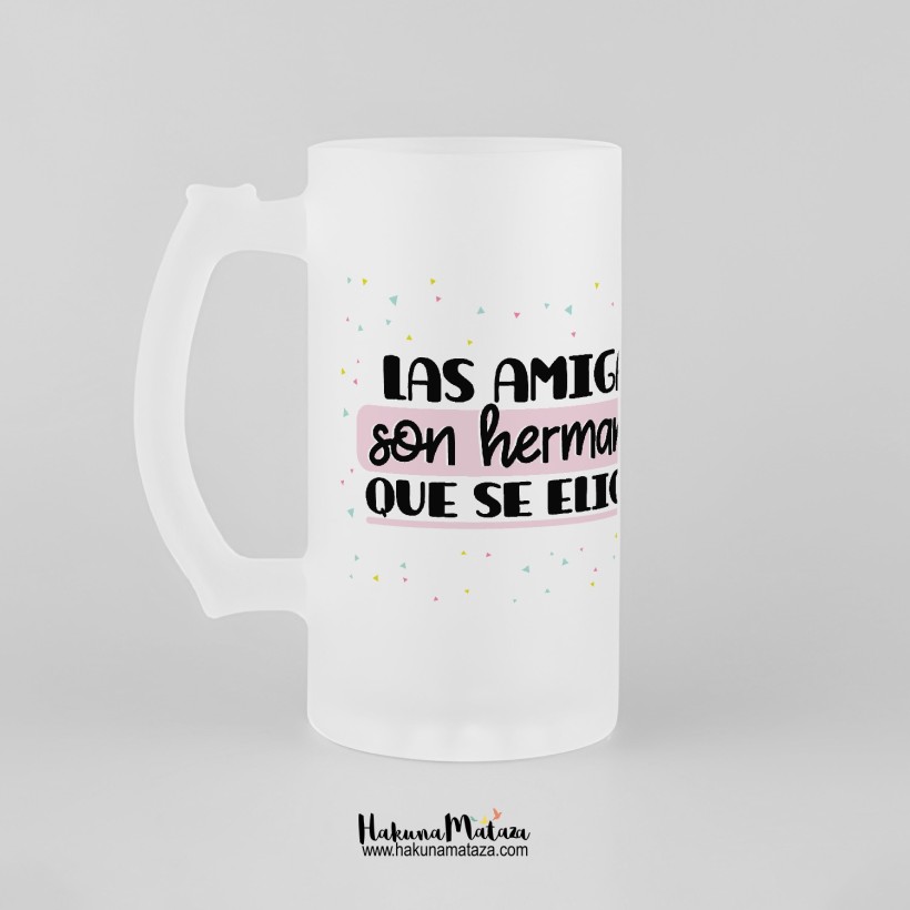 Jarra de cristal personalizada - Las amigas son hermanas