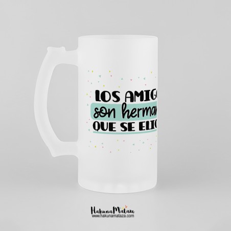 Jarra de cristal personalizada - Los amigos son hermanos Jarra de cristal personalizada - Los amigos son hermanos