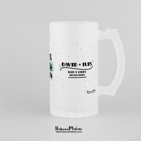 Jarra de cristal personalizada - Los amigos son hermanos Jarra de cristal personalizada - Los amigos son hermanos