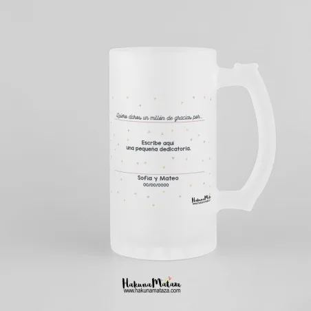 Jarra de cristal personalizada - Gracias por tanto · detalle