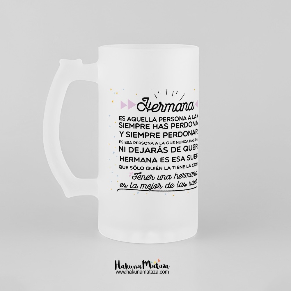 Jarra de cristal personalizada - Hermana es aquella persona