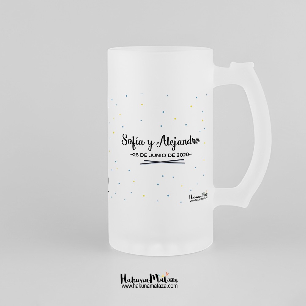 Jarra de cristal personalizada - Algunas personas (azul)