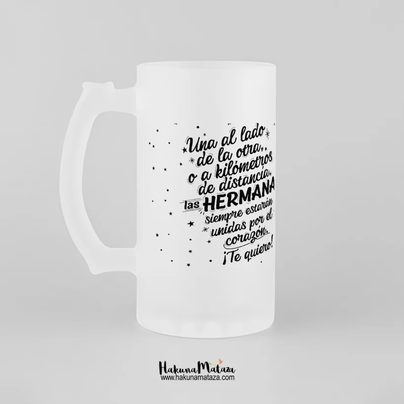 Jarra de cristal personalizada - Las hermanas / hermanos están unidos por el corazón | Hakuna Mataza