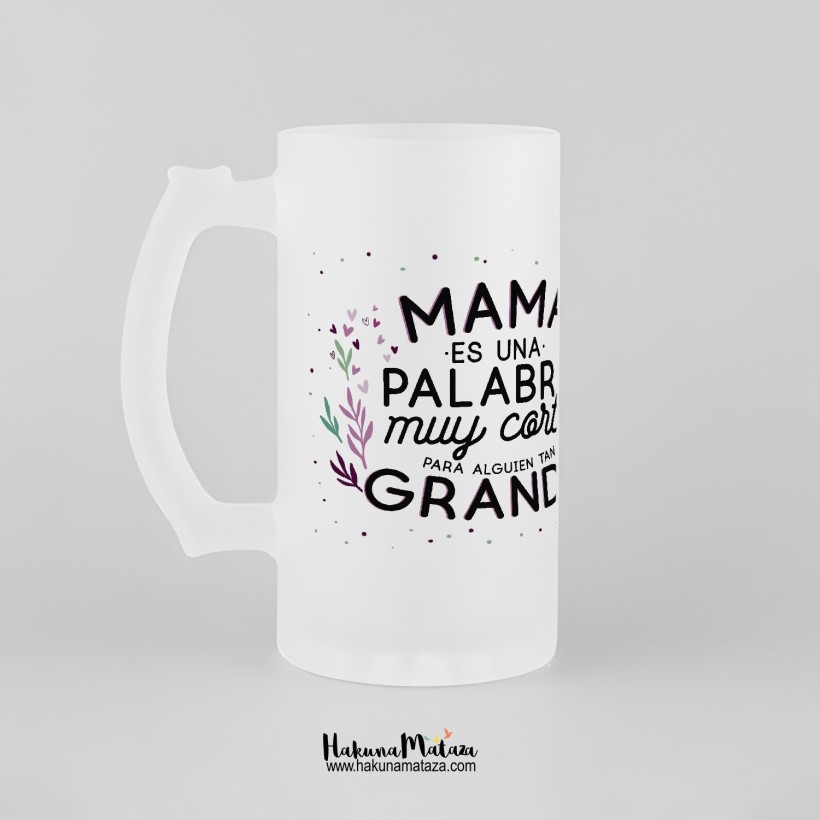 Jarra de cristal personalizada - Mamá es una palabra muy corta