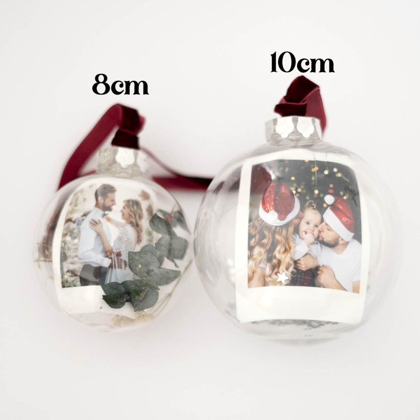 Bola de Navidad personalizada con foto tipo polaroid