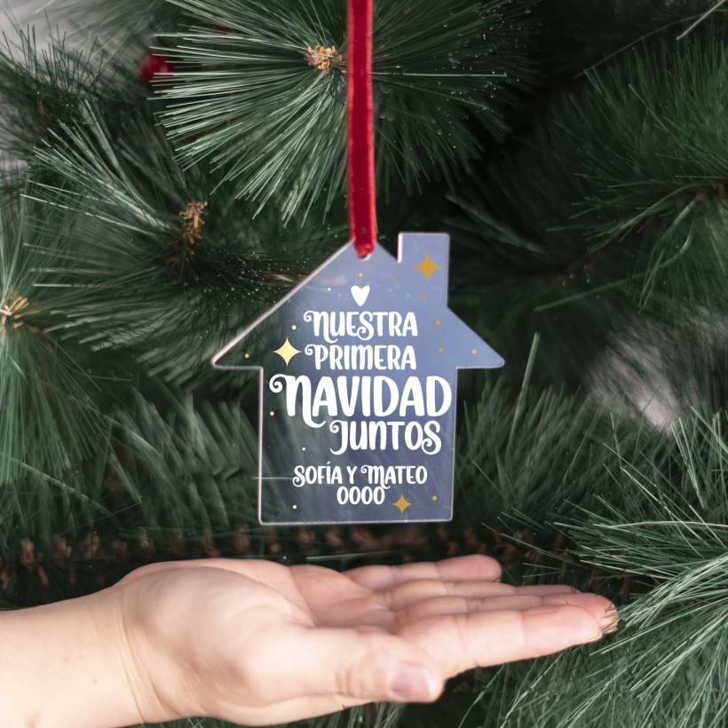 Bola de Navidad plana casa - Nuestra primera Navidad