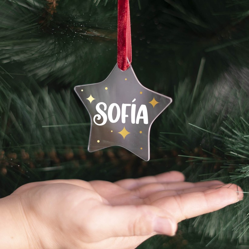 Bola de Navidad plana estrella - Nombre