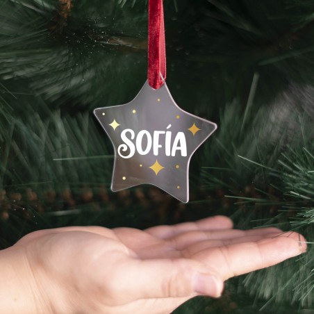 Bola de Navidad plana estrella - Nombre